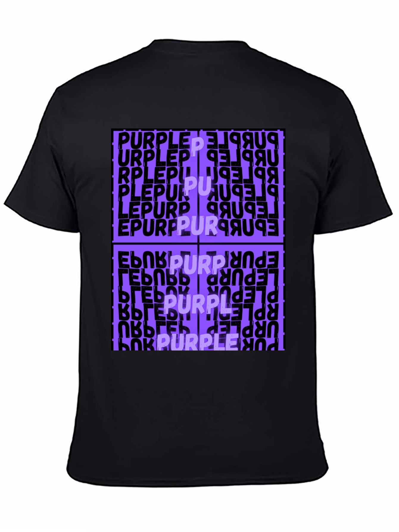 Purple Word Graphic Black T-Shirt