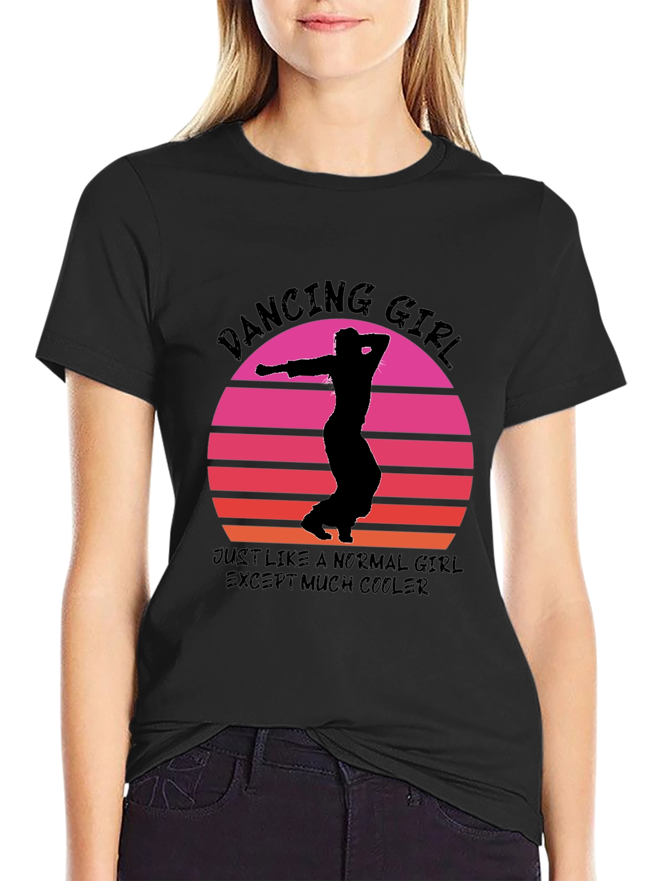 Dancing Girl Sunset Graphic Tee - Cool & Comfy