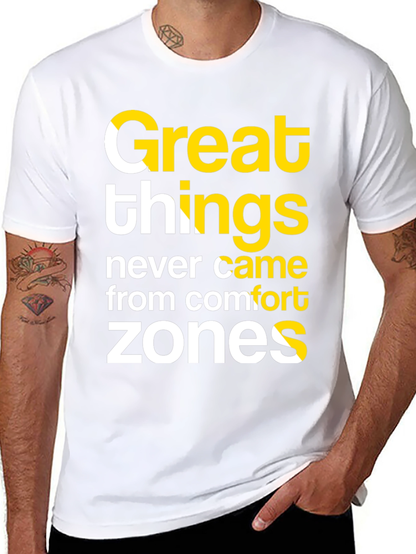 Inspirational T-Shirt: Great Things Comfort Zones