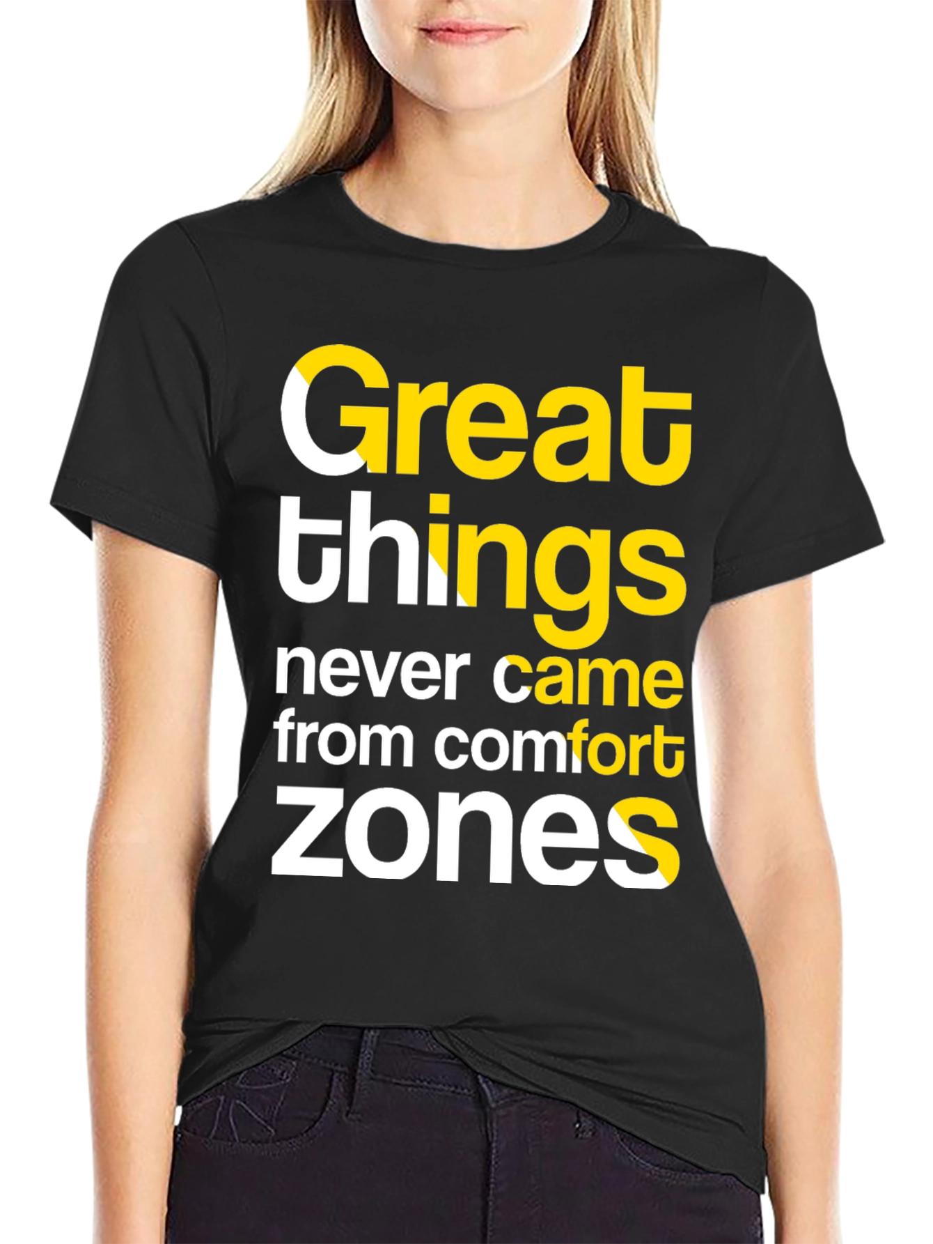 Inspirational T-Shirt: Great Things Comfort Zones