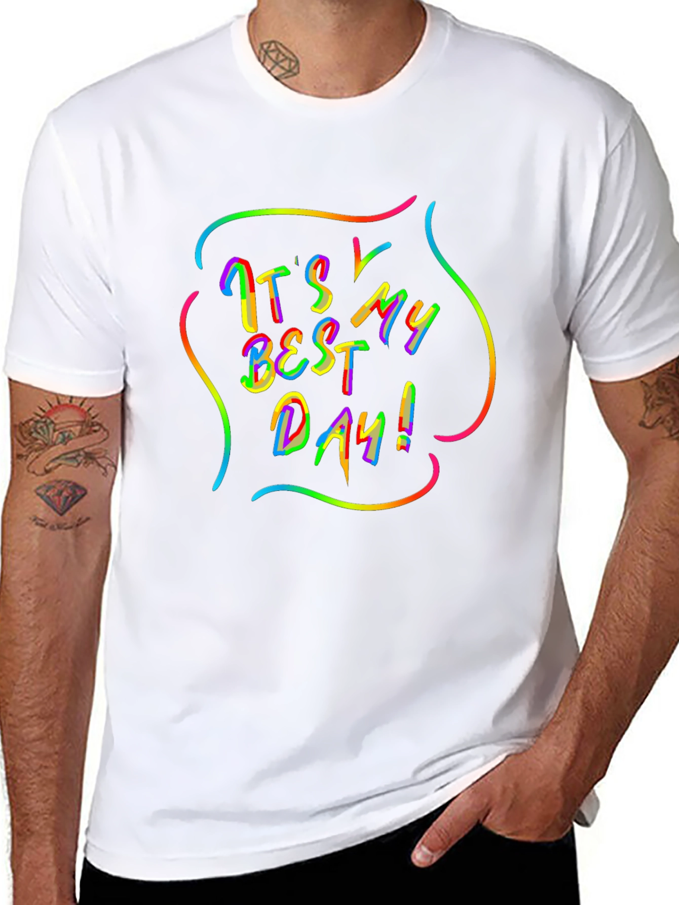 Its My Best Day! Rainbow Graphic Black T-Shirt