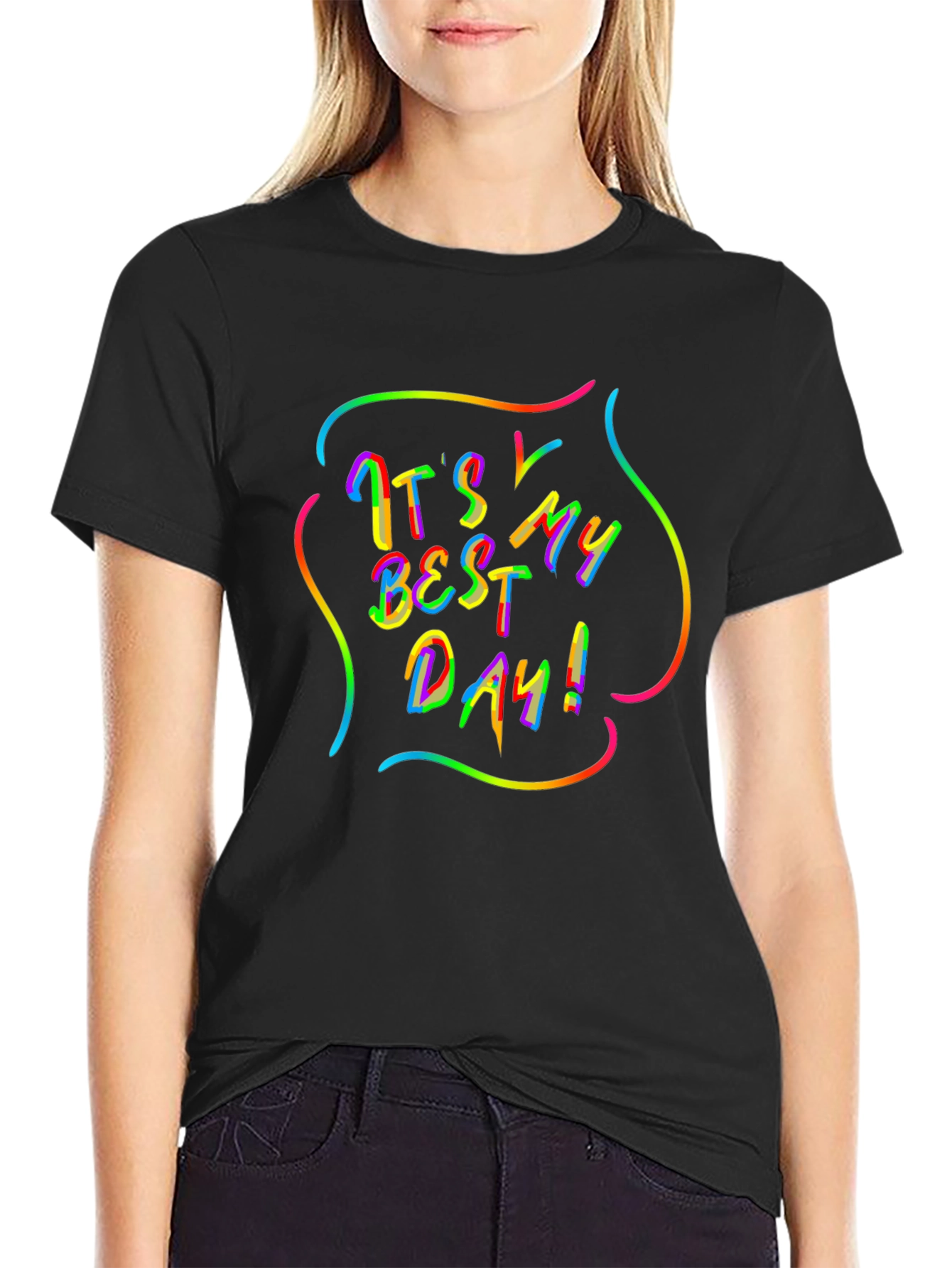 Its My Best Day! Rainbow Graphic Black T-Shirt