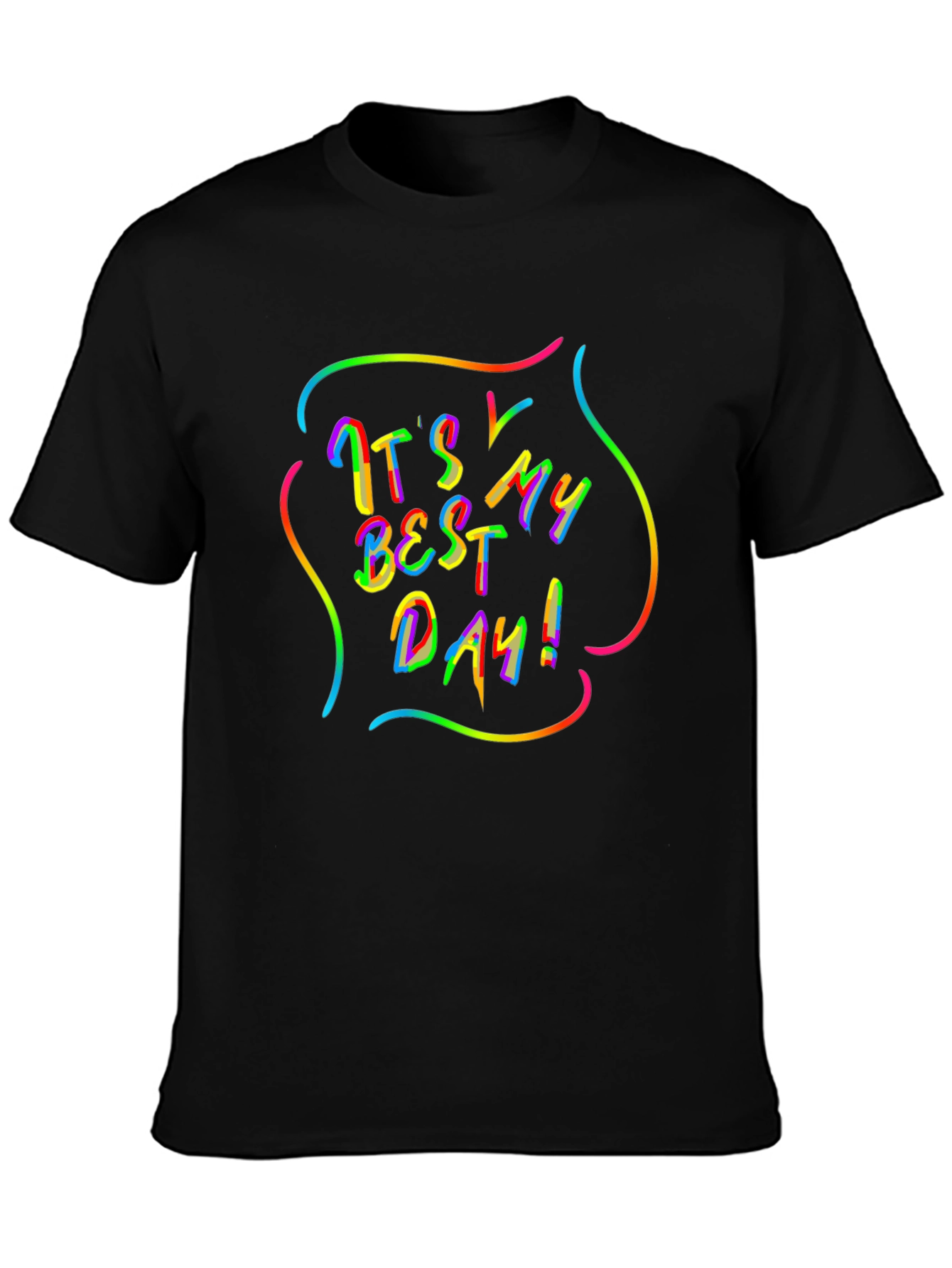 Its My Best Day! Rainbow Graphic Black T-Shirt