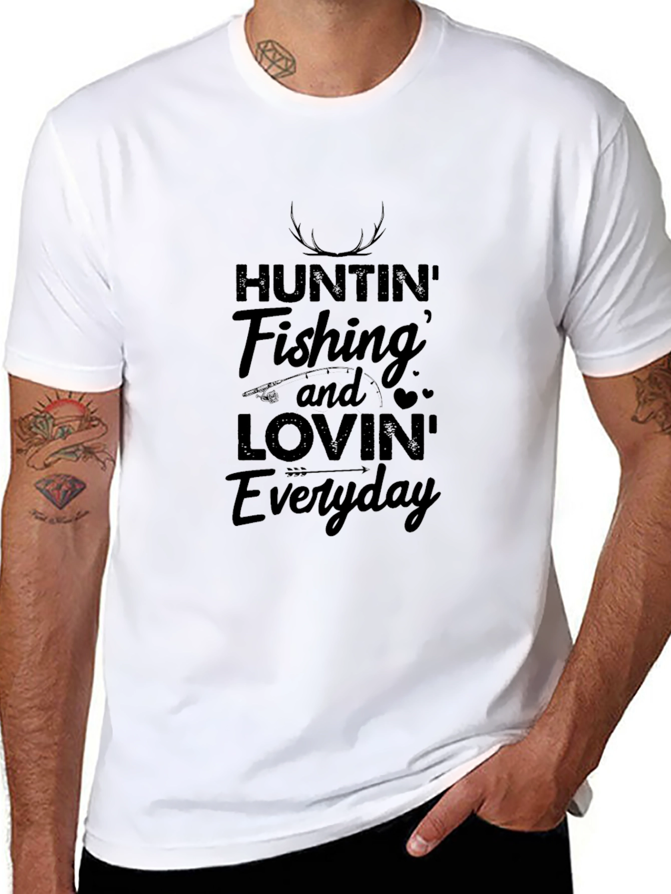 Huntin Fishin and Lovin Everyday Black T-Shirt