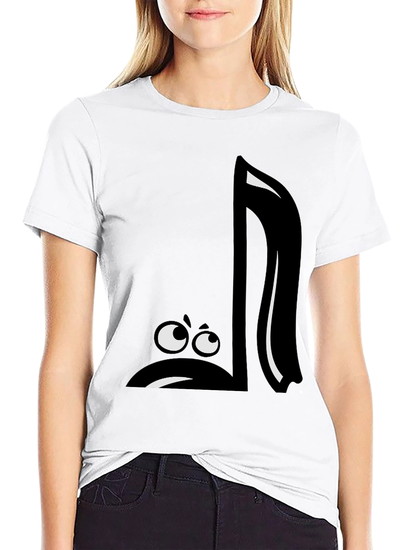Funny Music Note Graphic Black T-Shirt