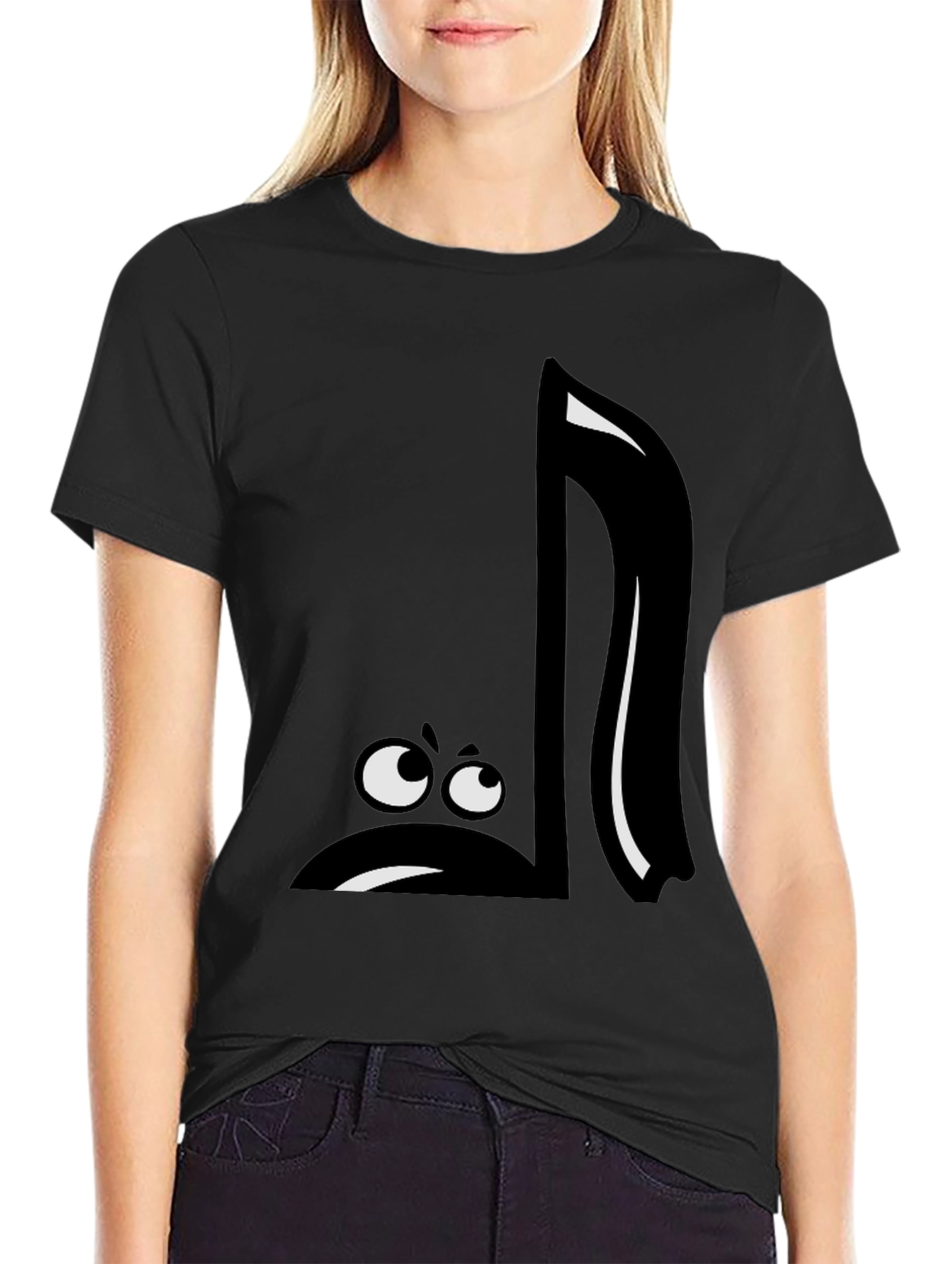 Funny Music Note Graphic Black T-Shirt