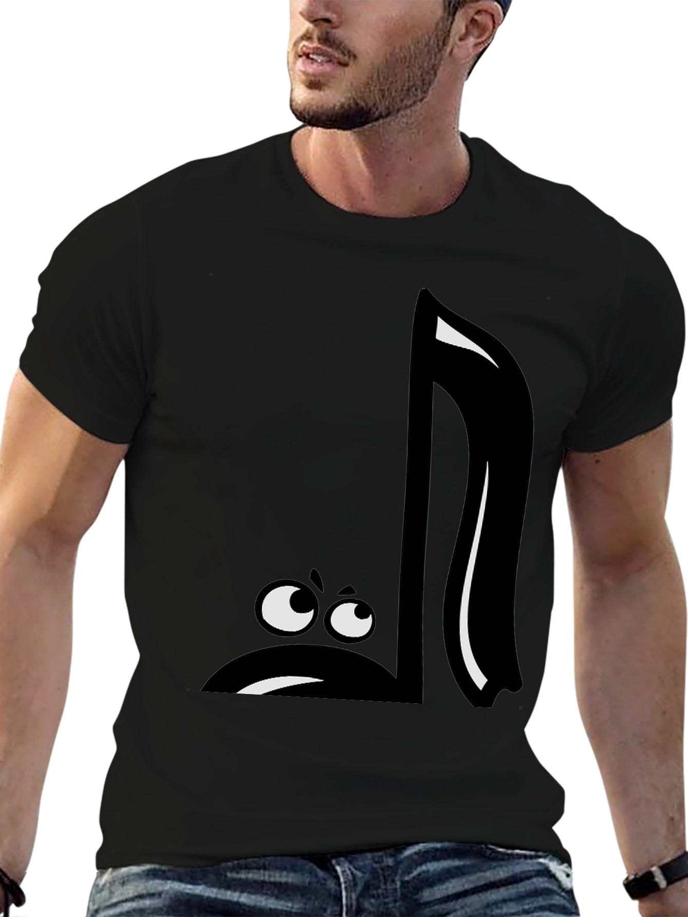 Funny Music Note Graphic Black T-Shirt