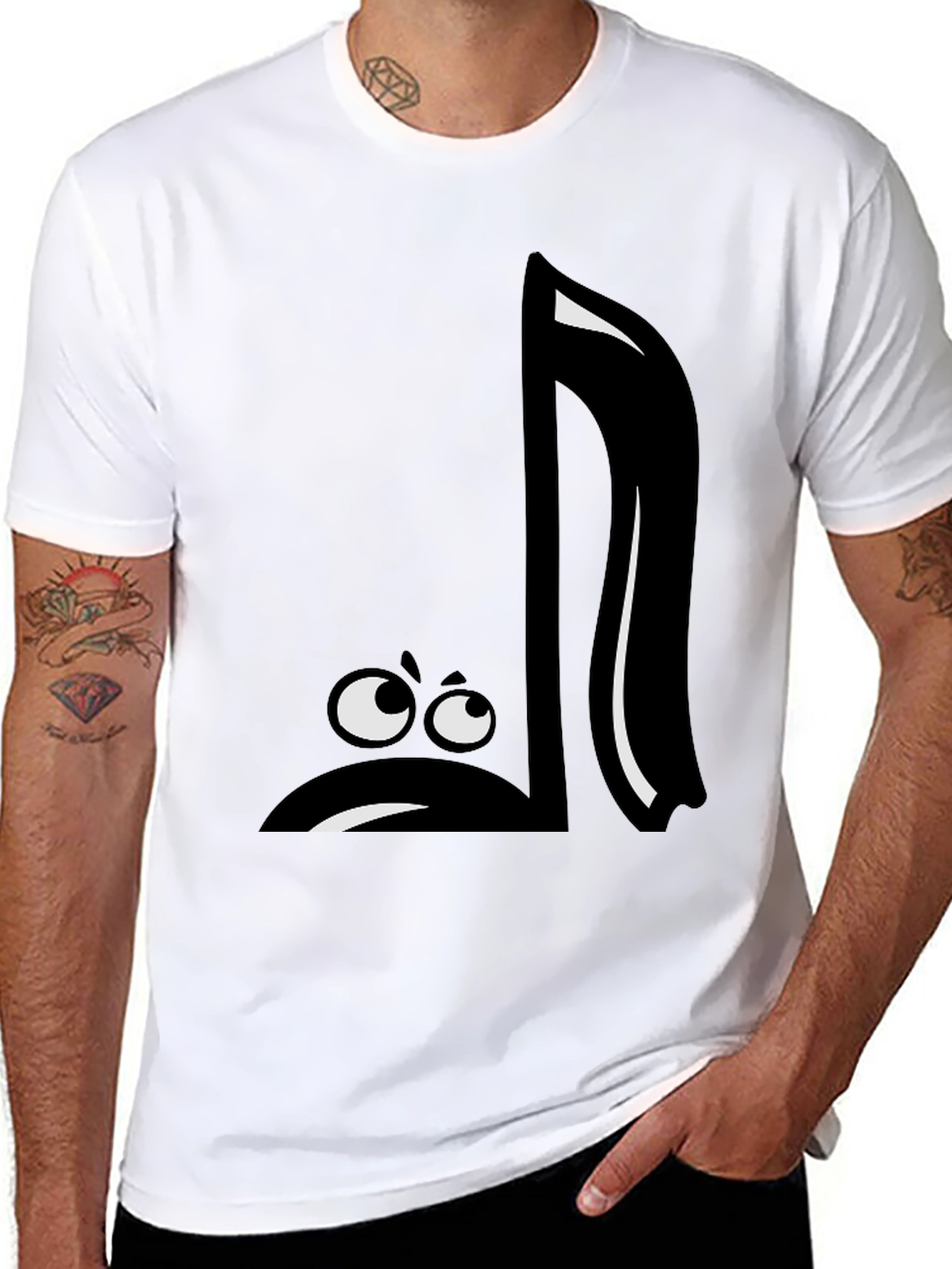 Funny Music Note Graphic Black T-Shirt