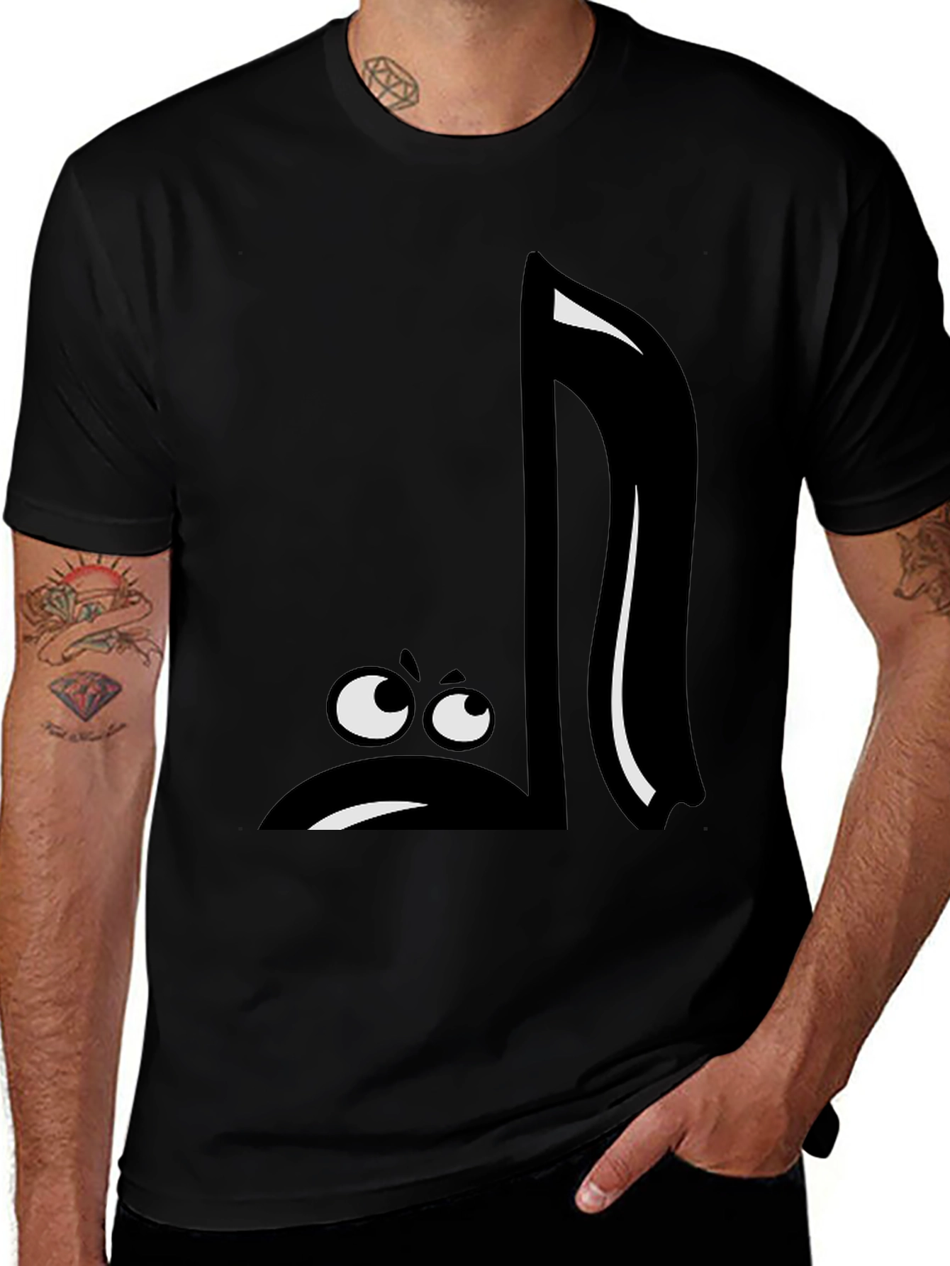 Funny Music Note Graphic Black T-Shirt