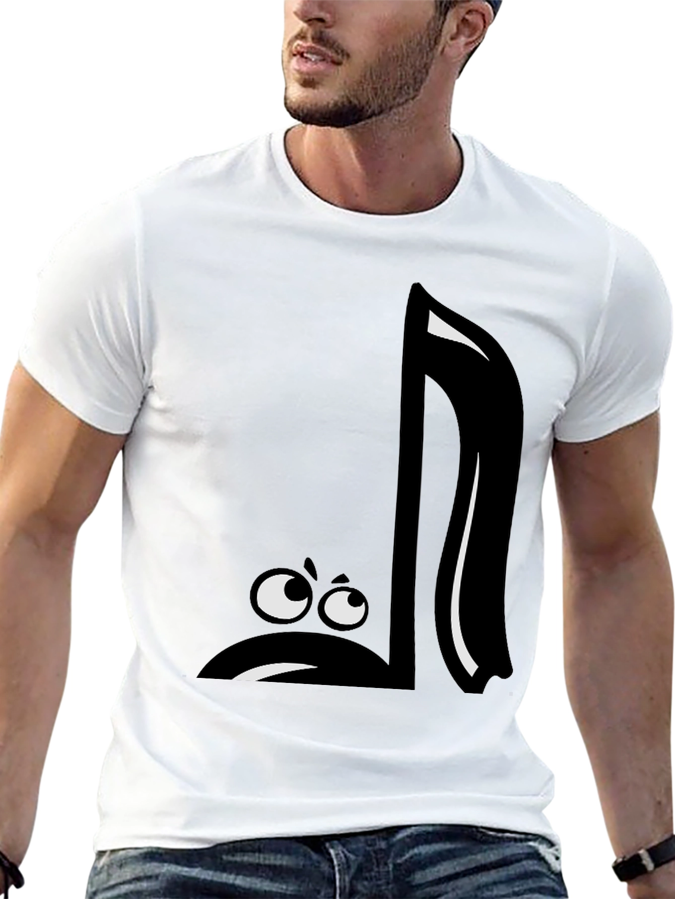 Funny Music Note Graphic Black T-Shirt