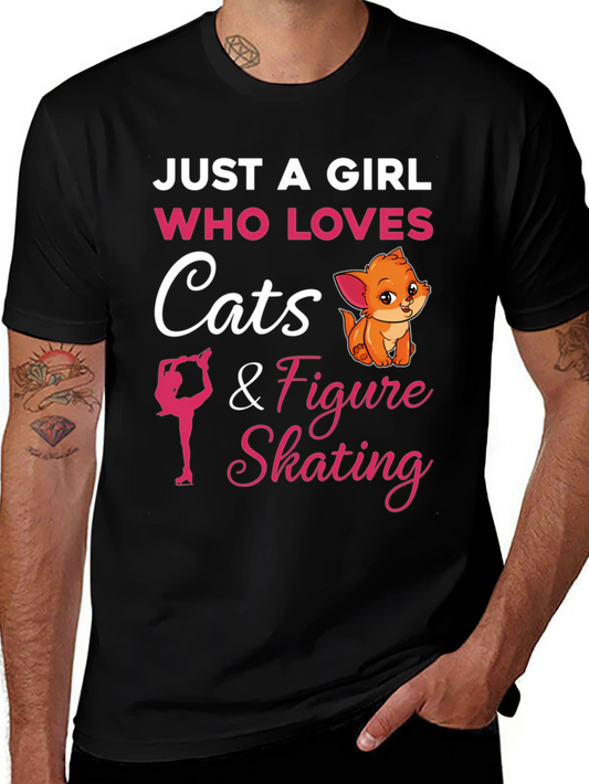 Just A Girl Who Loves Cats and Figure Skating T-Shirt