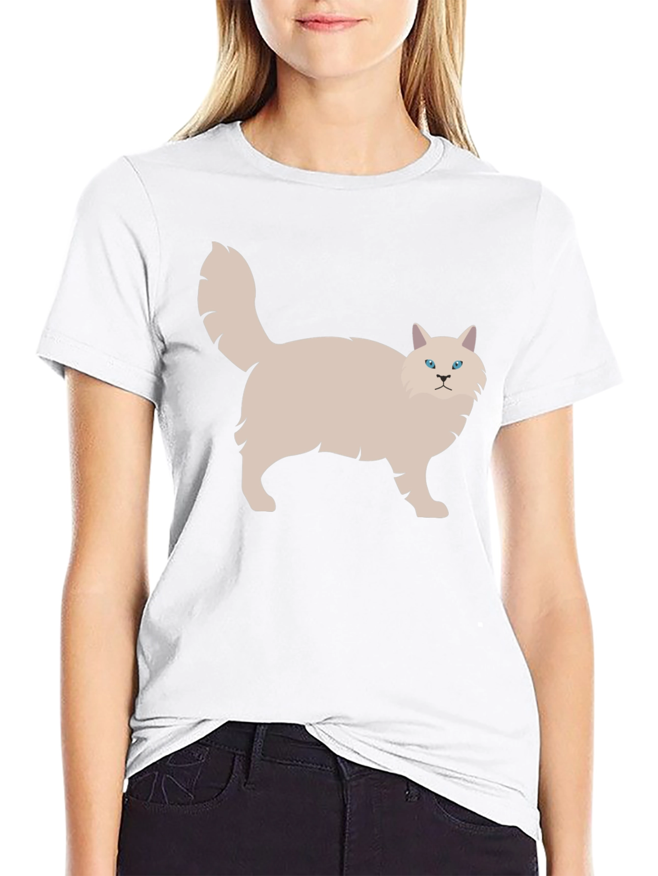 Cat Graphic Tee - Black Cotton T-Shirt