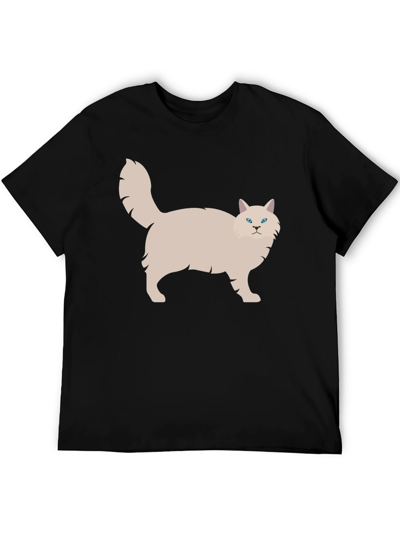 Cat Graphic Tee - Black Cotton T-Shirt