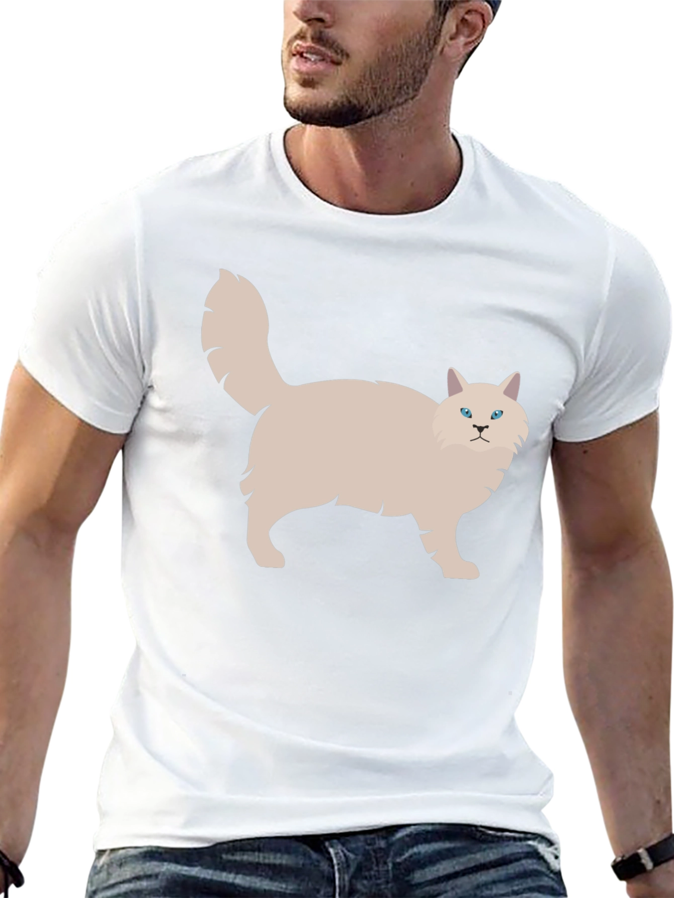 Cat Graphic Tee - Black Cotton T-Shirt