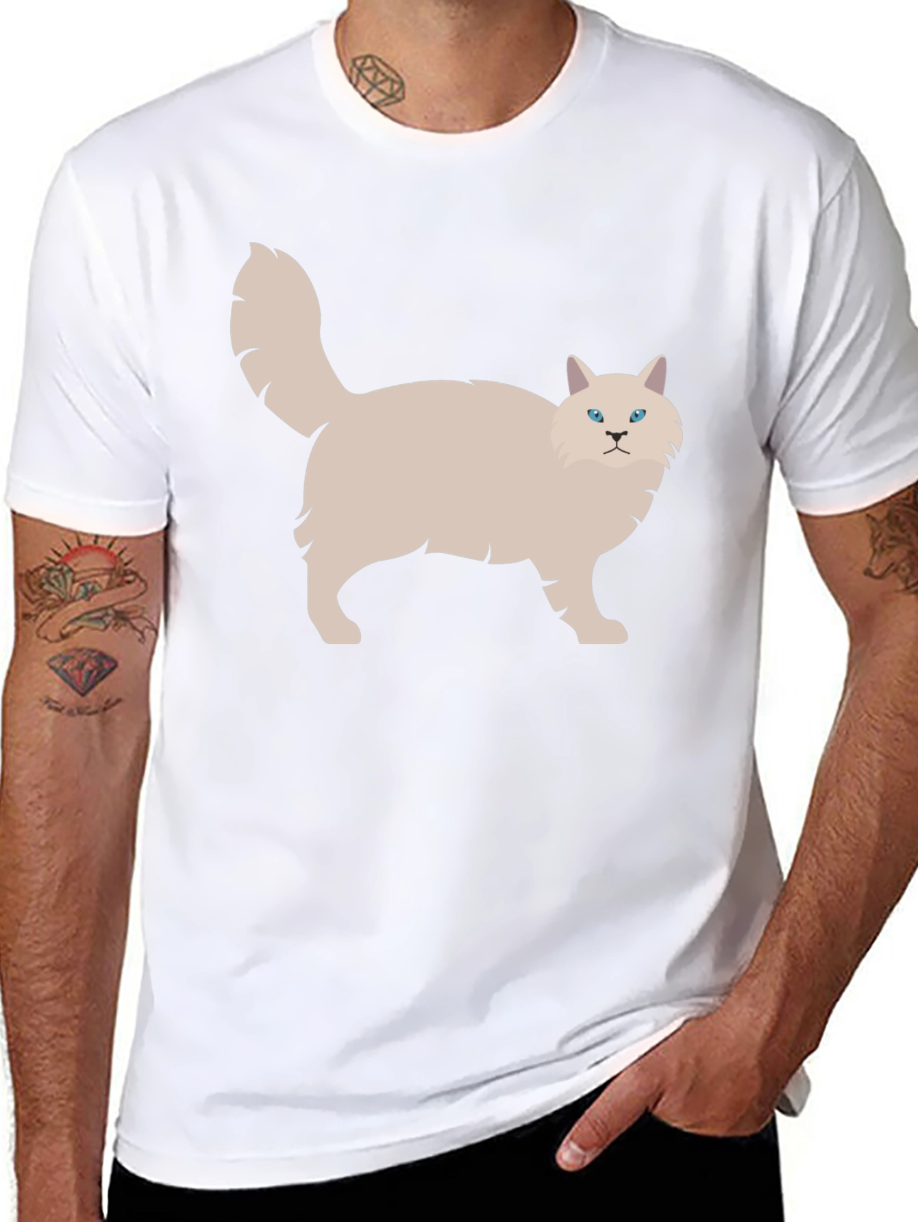 Cat Graphic Tee - Black Cotton T-Shirt