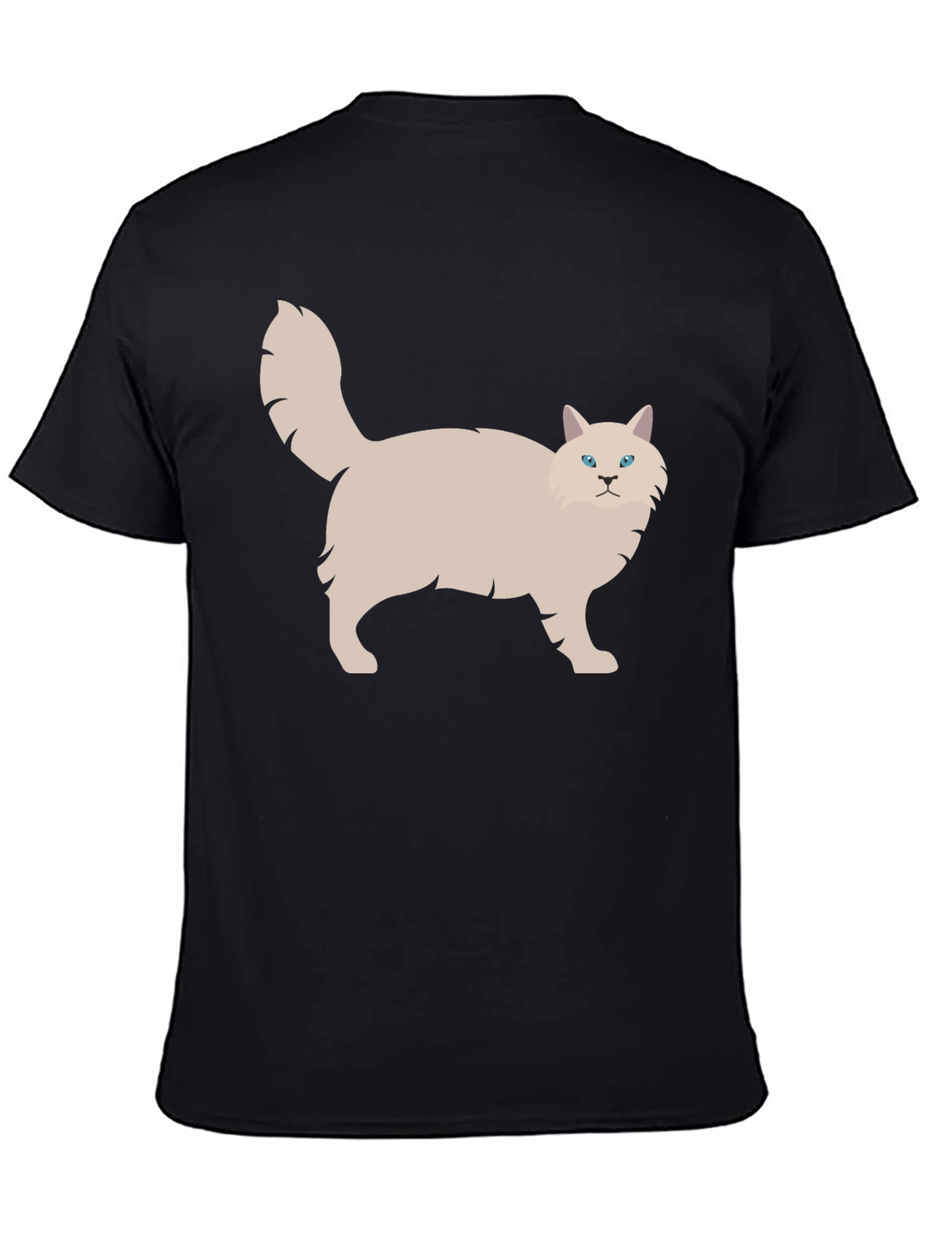 Cat Graphic Tee - Black Cotton T-Shirt