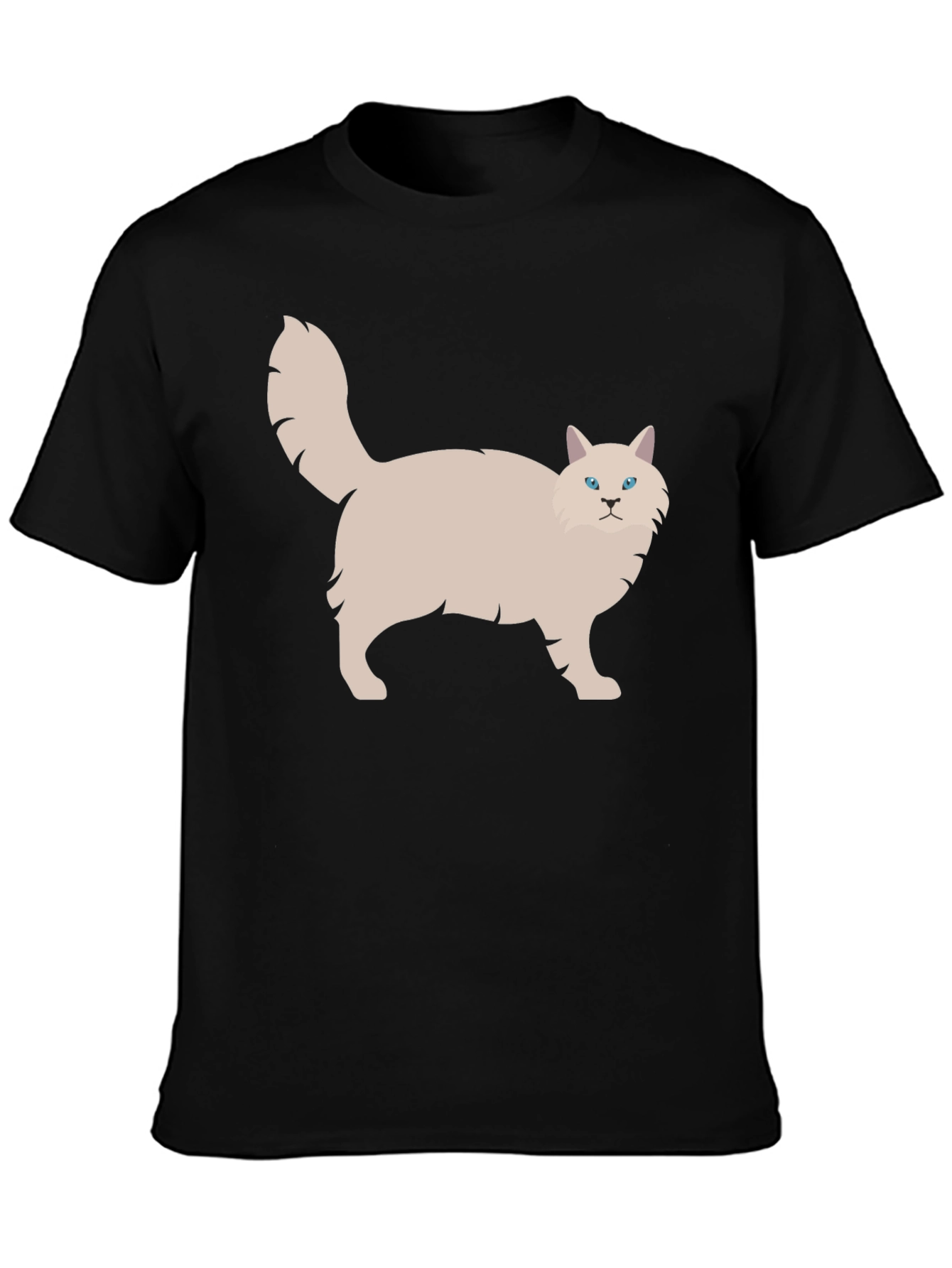 Cat Graphic Tee - Black Cotton T-Shirt