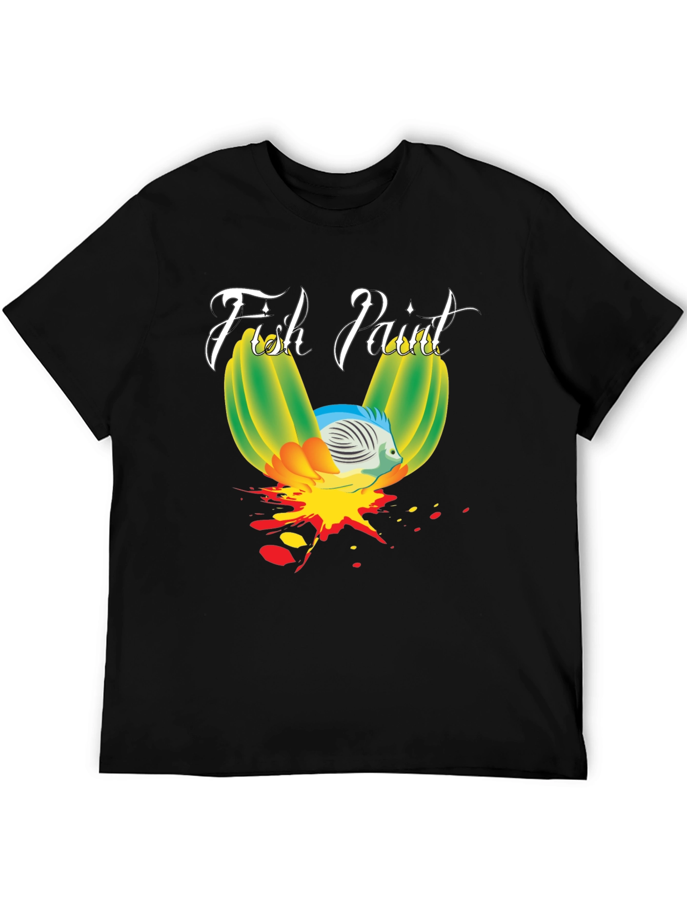 Fish Paint Graphic T-Shirt - Black