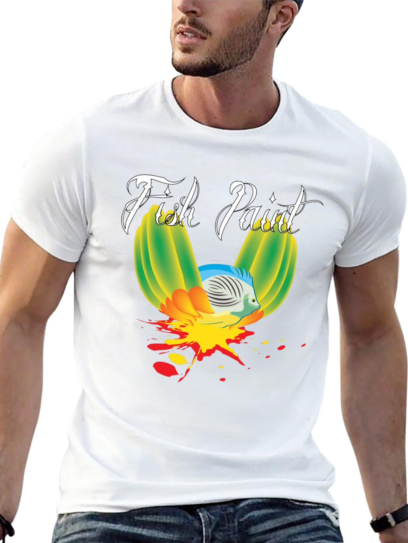 Fish Paint Graphic T-Shirt - Black