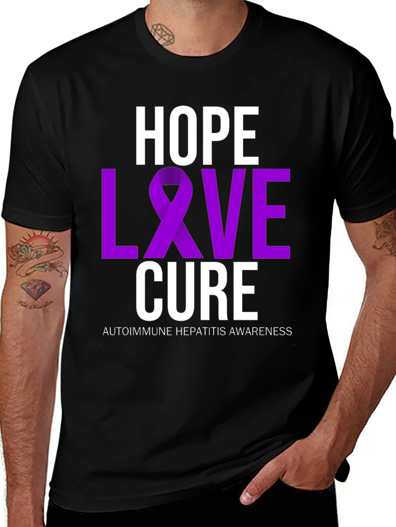 Hope Love Cure T-Shirt - Autoimmune Hepatitis Awareness