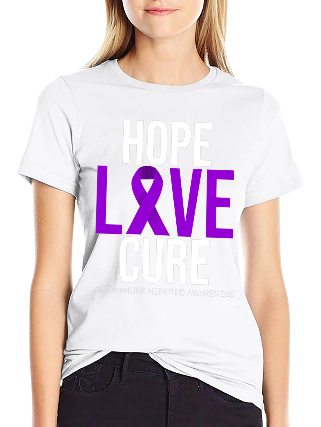 Hope Love Cure T-Shirt - Autoimmune Hepatitis Awareness