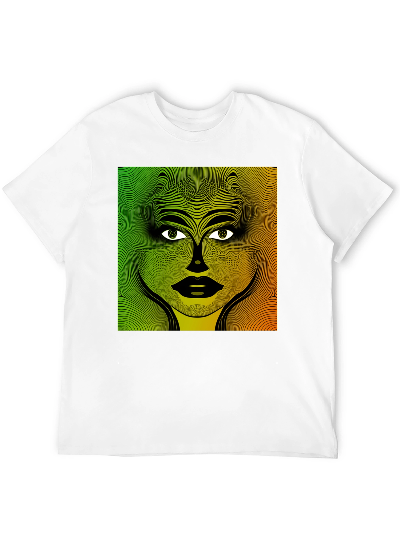 Abstract Face Graphic Print Mens Black T-Shirt