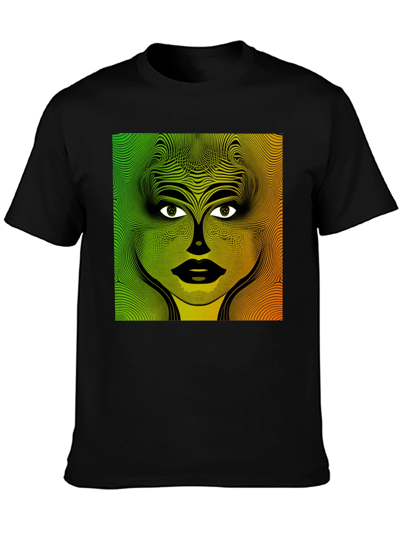 Abstract Face Graphic Print Mens Black T-Shirt