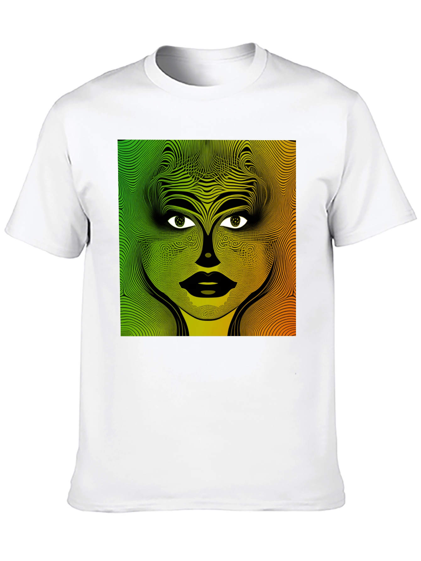 Abstract Face Graphic Print Mens Black T-Shirt