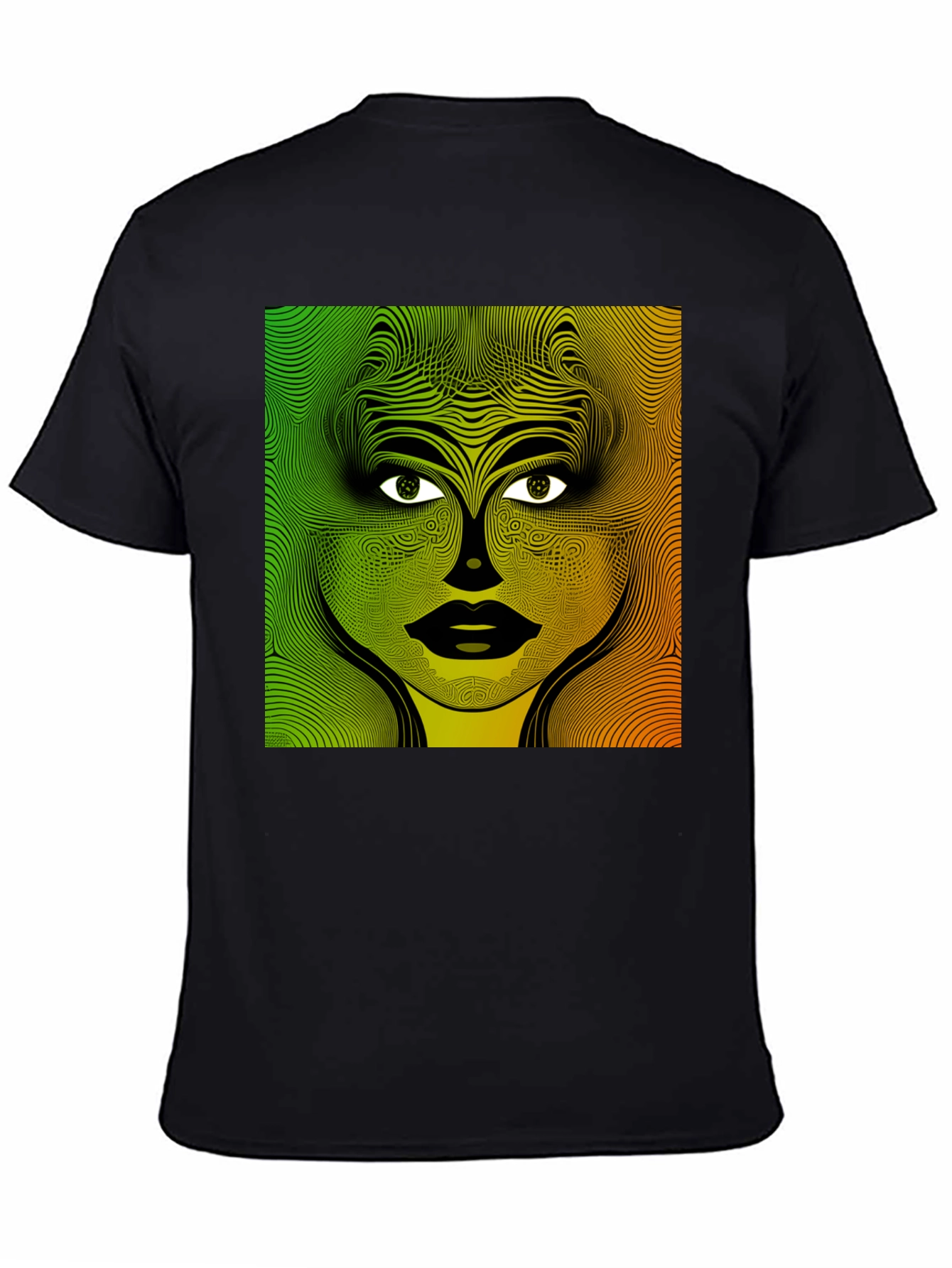 Abstract Face Graphic Print Mens Black T-Shirt