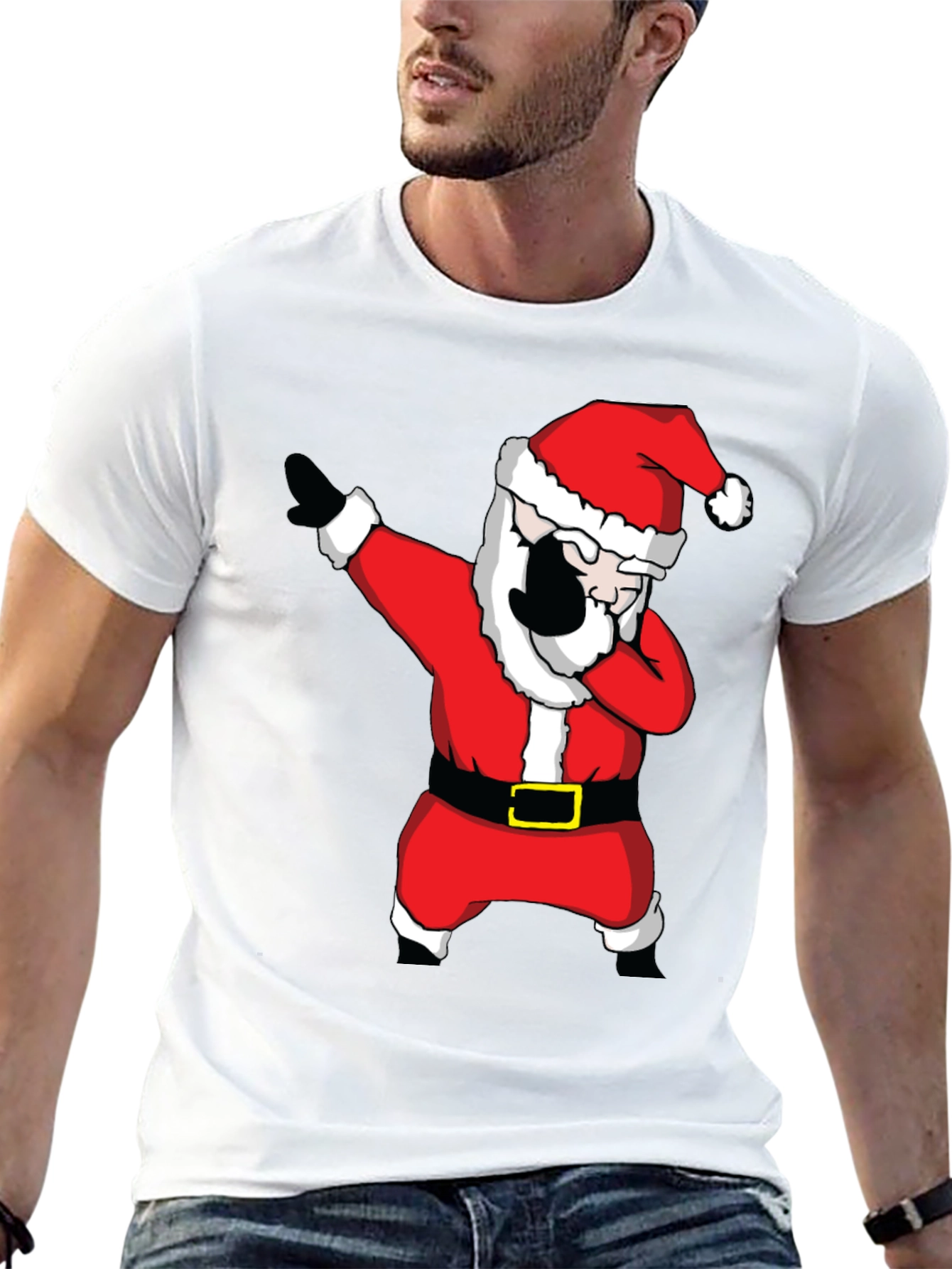 Dabbing Santa Claus Black T-Shirt