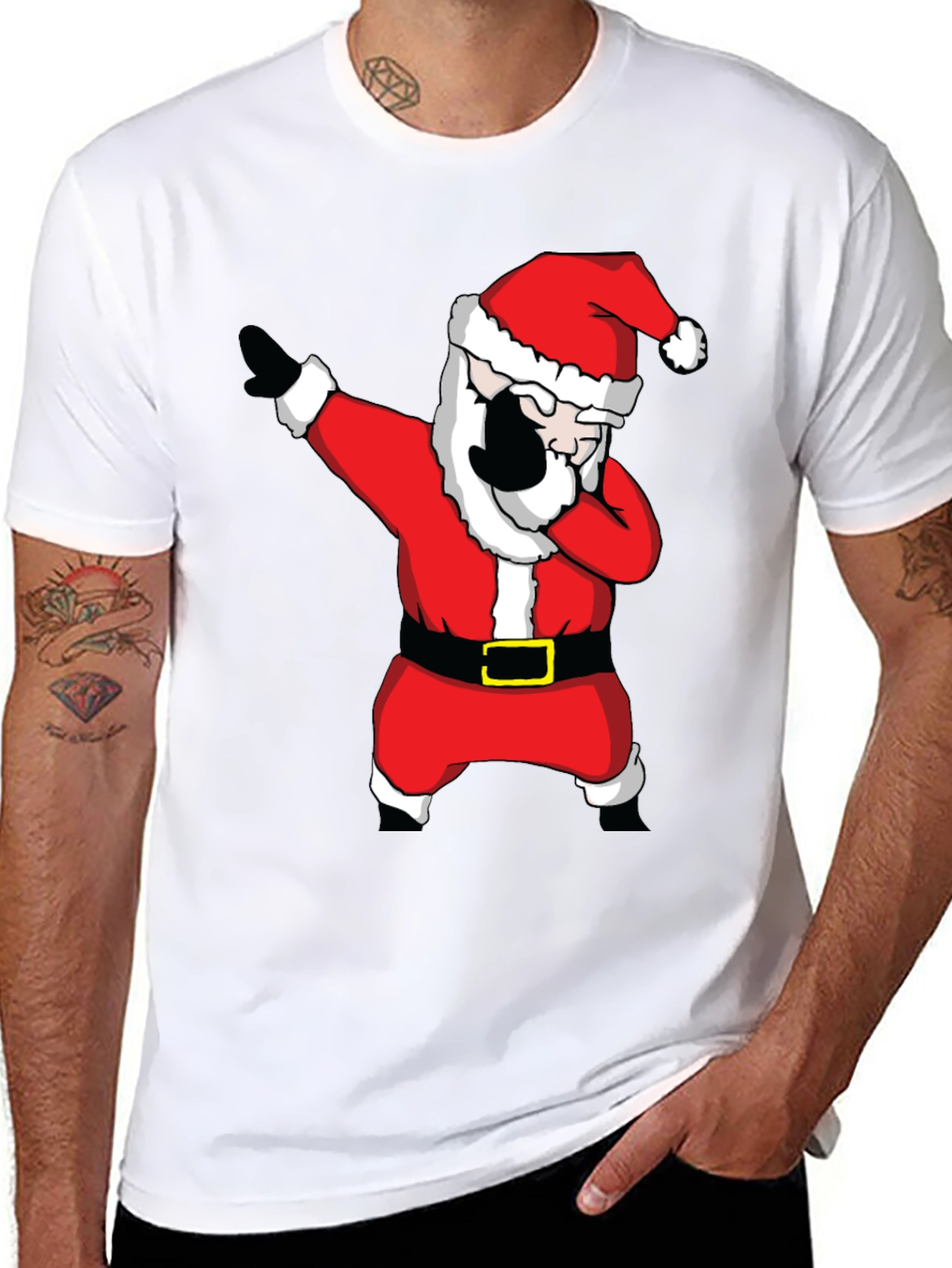 Dabbing Santa Claus Black T-Shirt