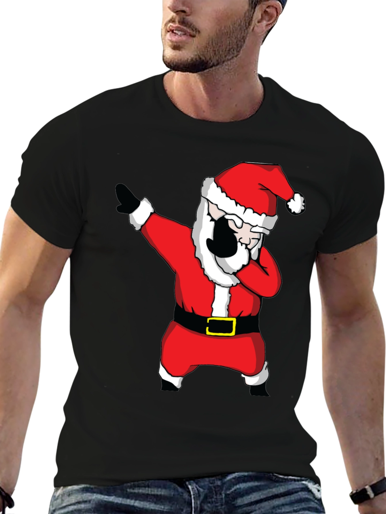 Dabbing Santa Claus Black T-Shirt