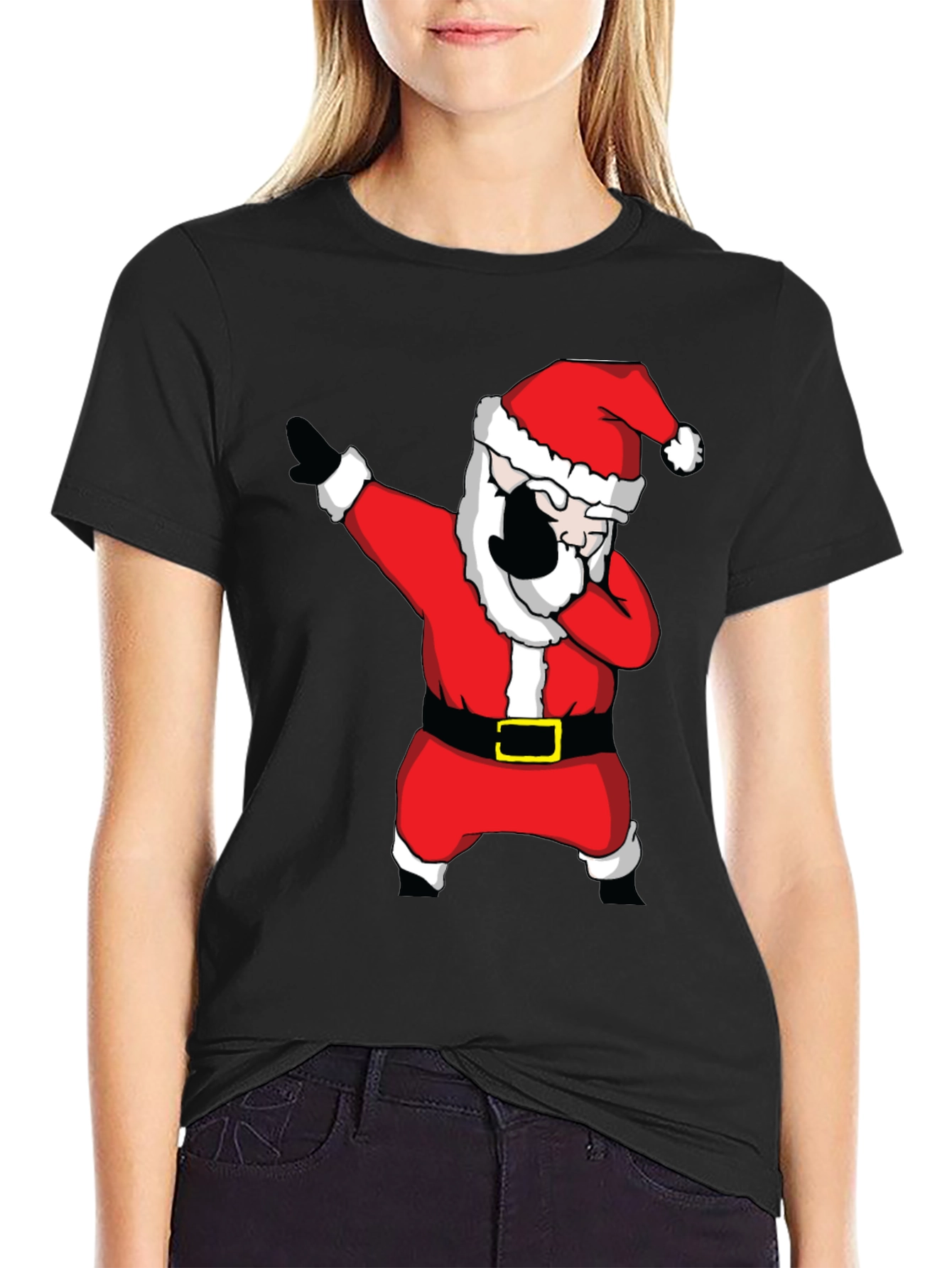 Dabbing Santa Claus Black T-Shirt