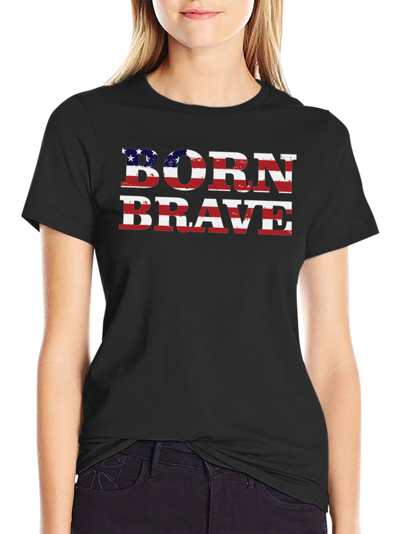 Born Brave American Flag Graphic Tee