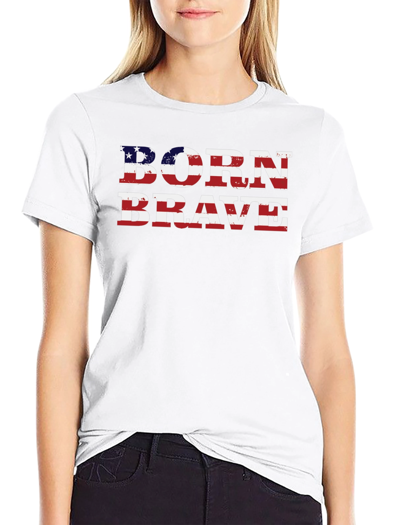 Born Brave American Flag Graphic Tee