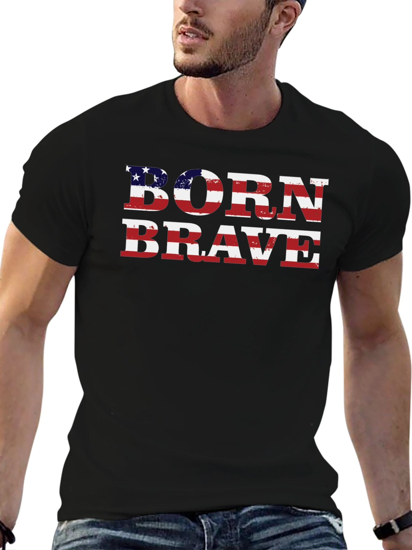 Born Brave American Flag Graphic Tee