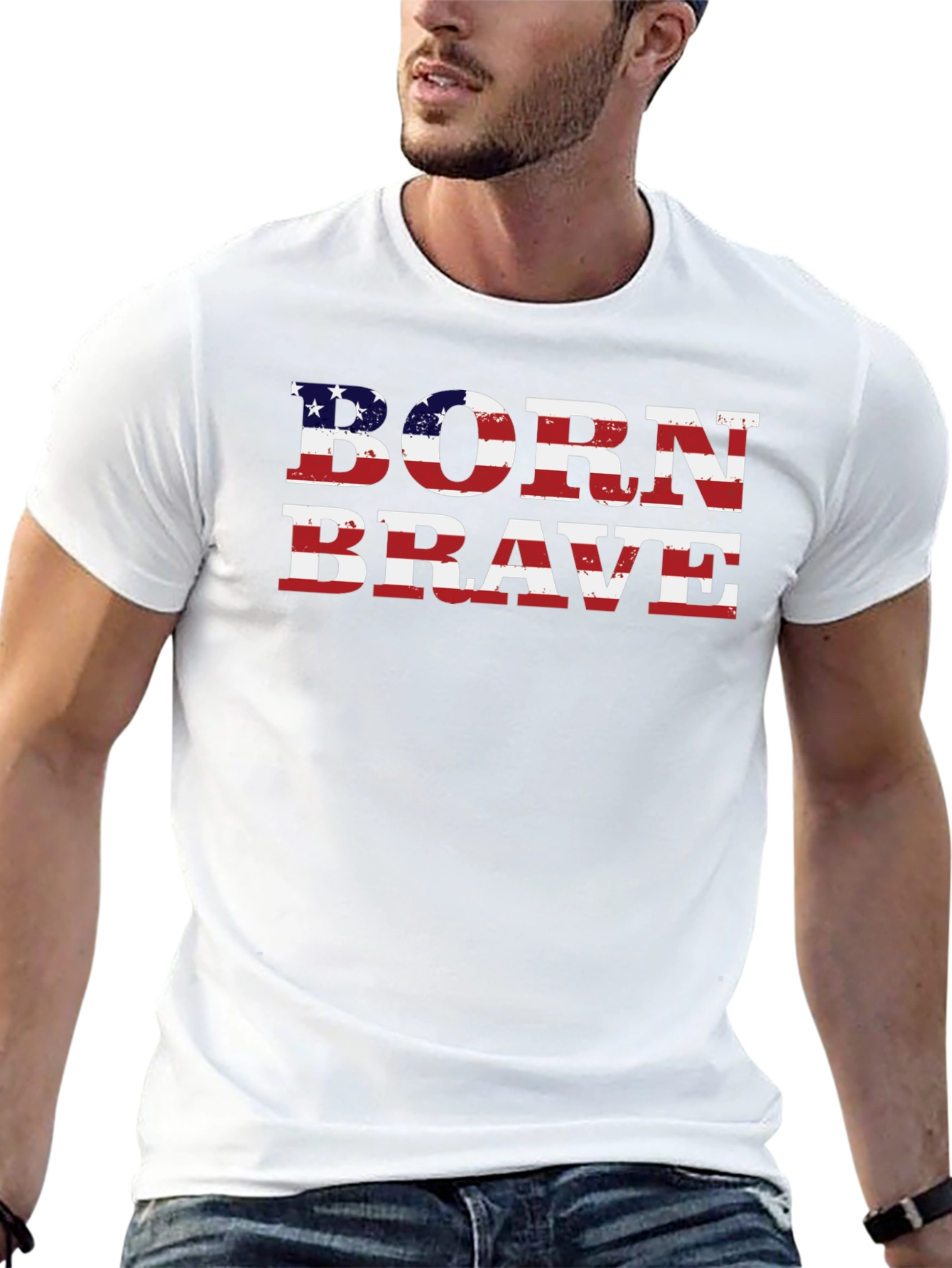 Born Brave American Flag Graphic Tee