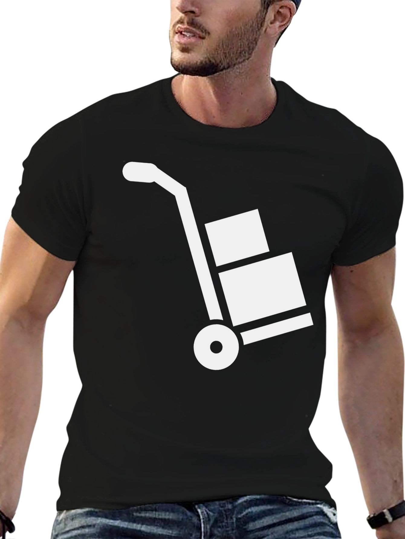 Black T-Shirt with Hand Truck Design