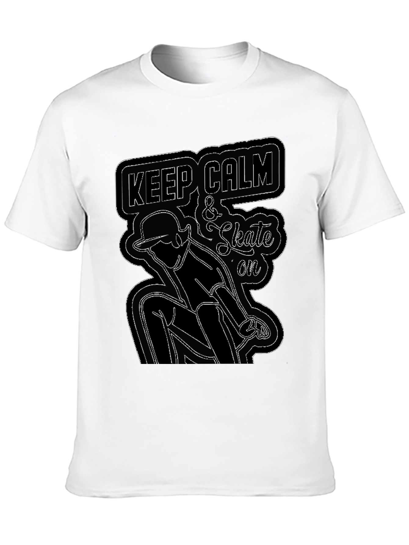 Keep Calm and Skate On Graphic Tee - Black