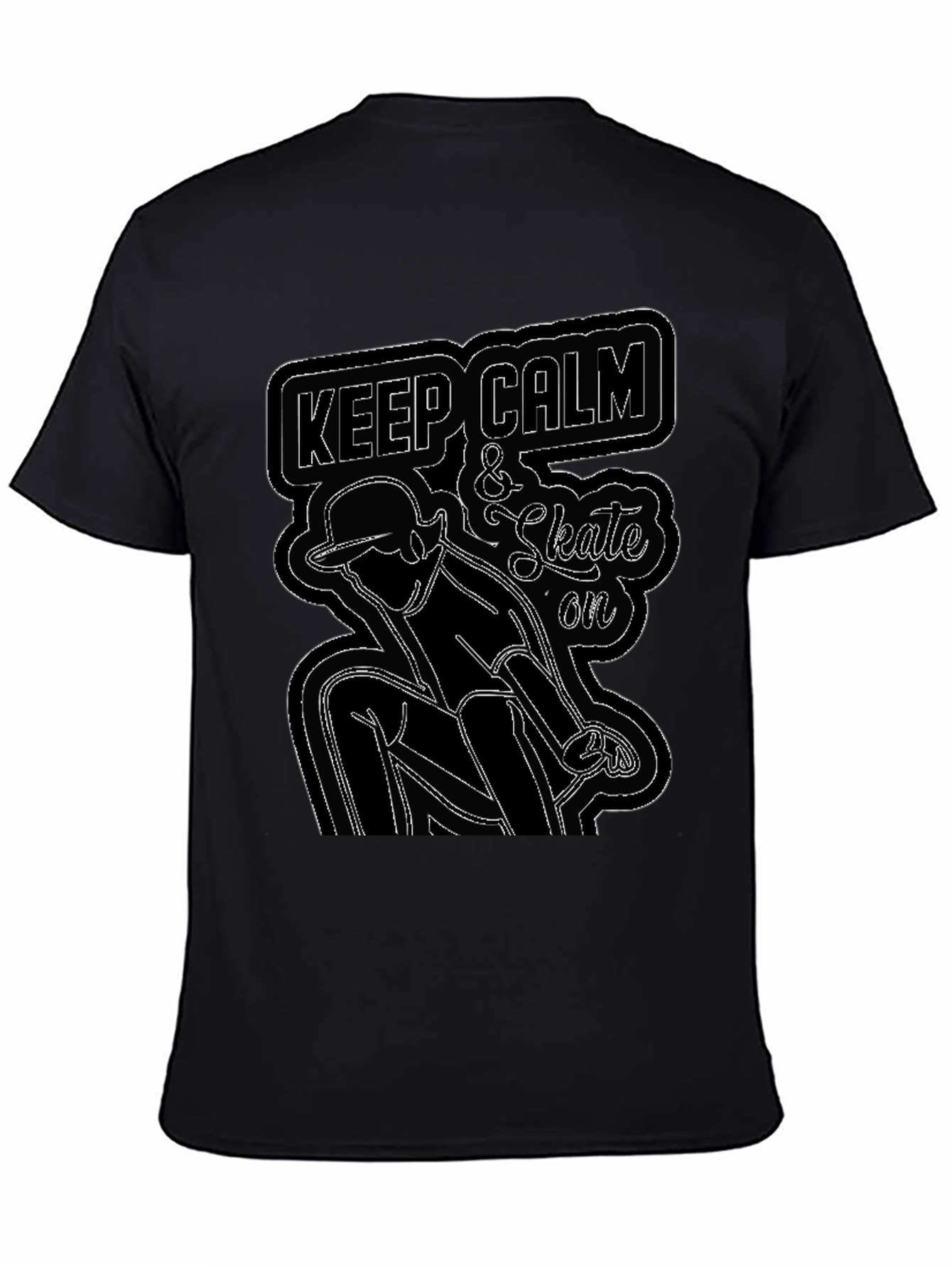 Keep Calm and Skate On Graphic Tee - Black