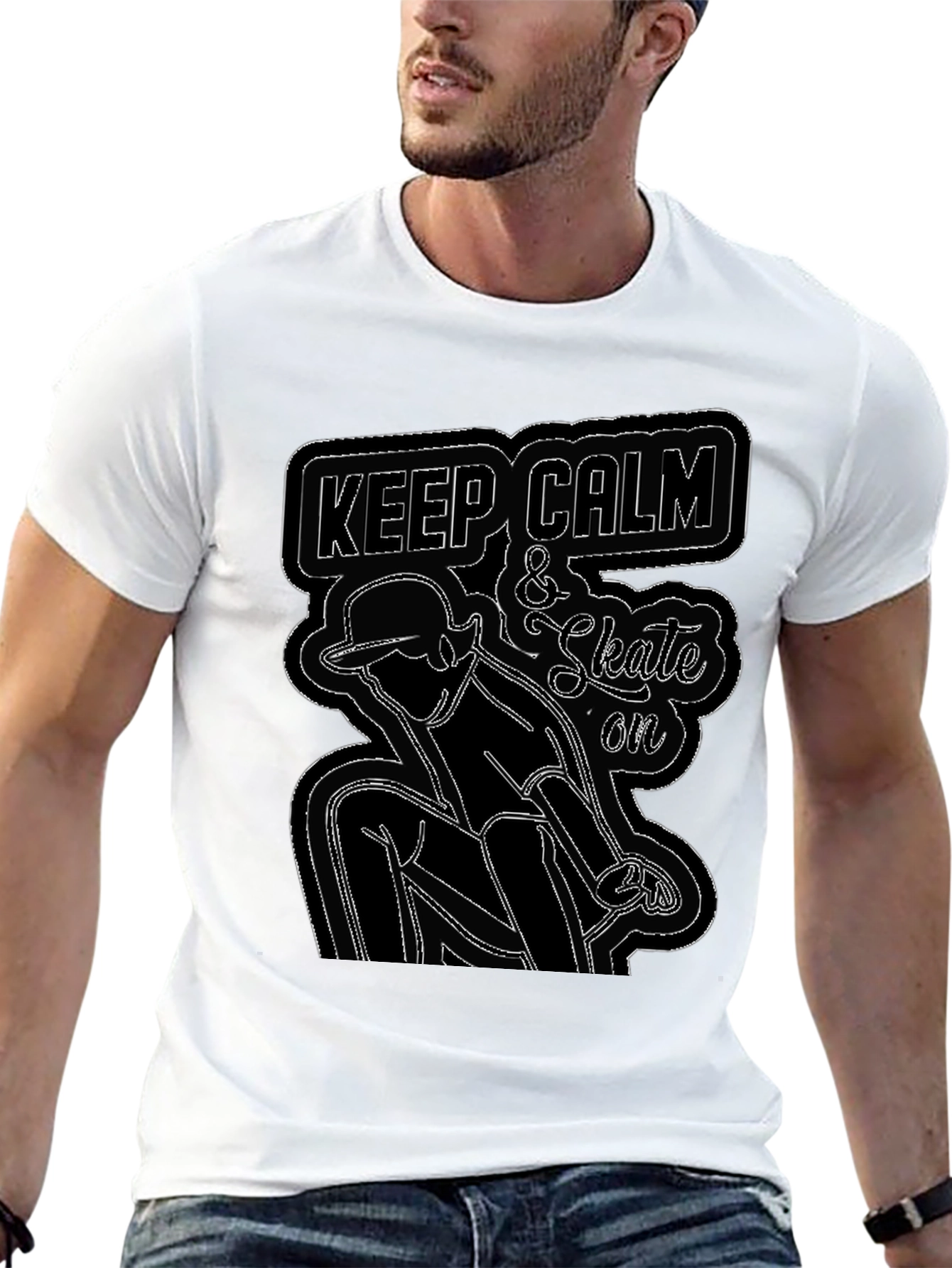 Keep Calm and Skate On Graphic Tee - Black