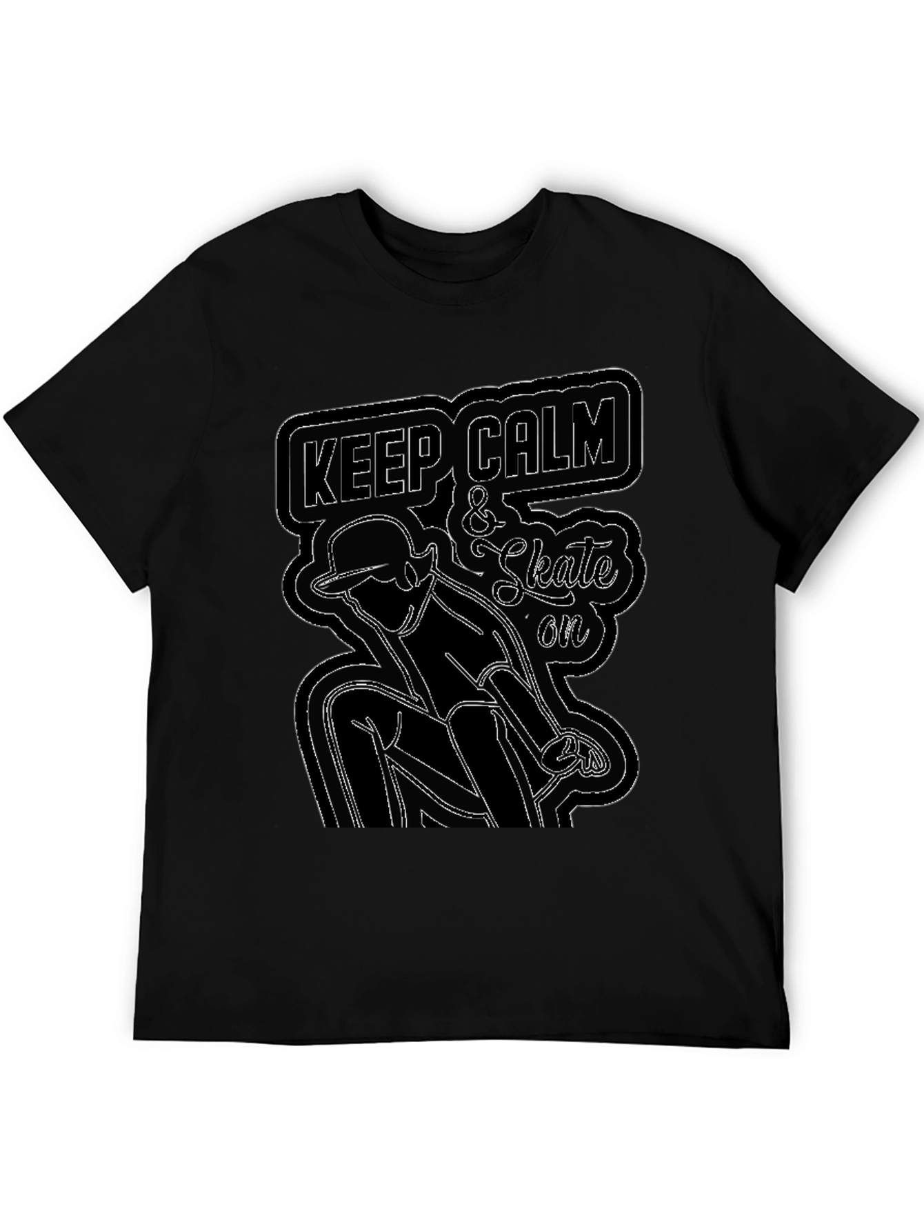 Keep Calm and Skate On Graphic Tee - Black