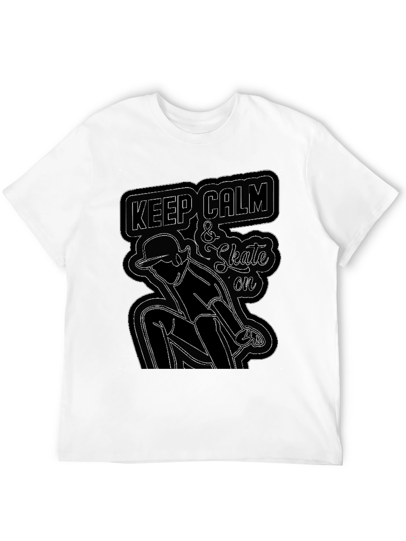 Keep Calm and Skate On Graphic Tee - Black