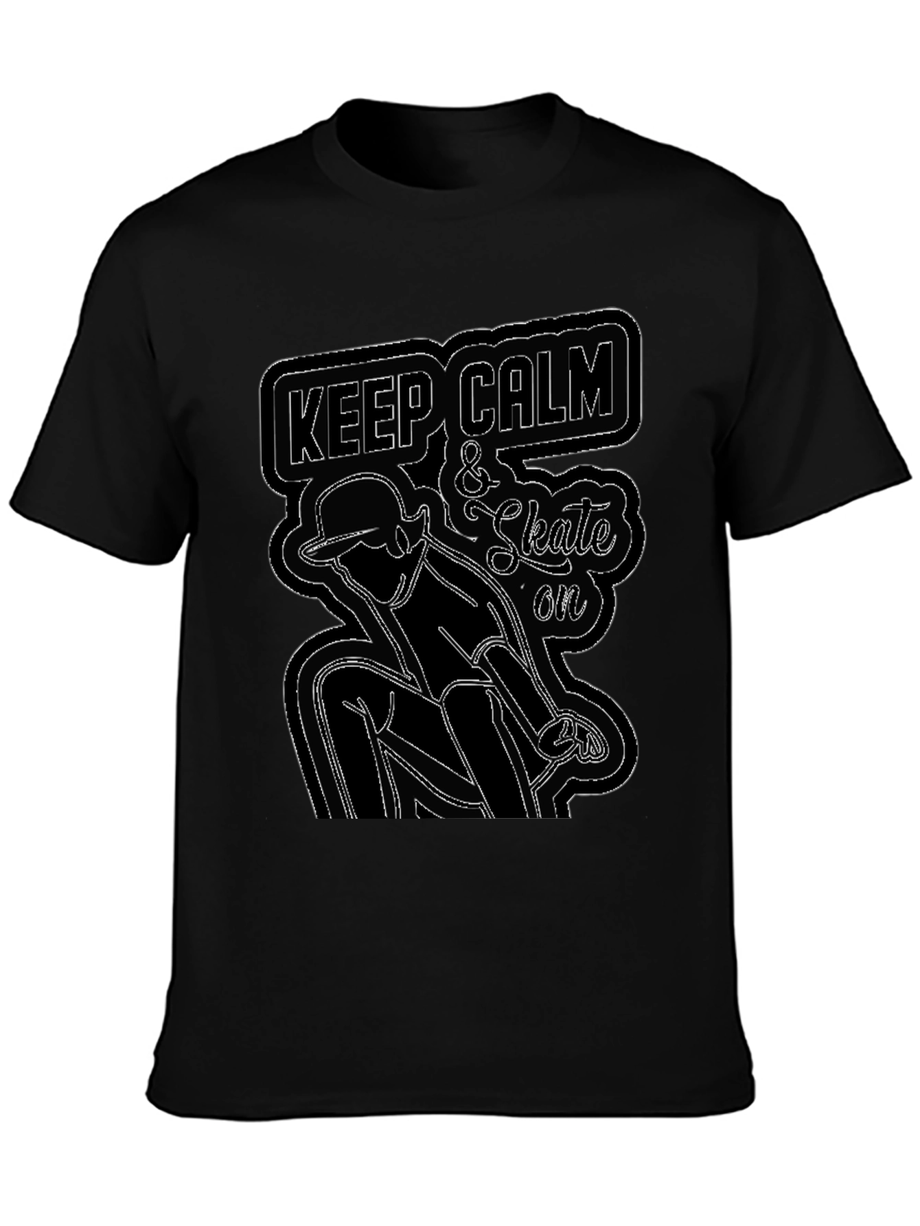 Keep Calm and Skate On Graphic Tee - Black