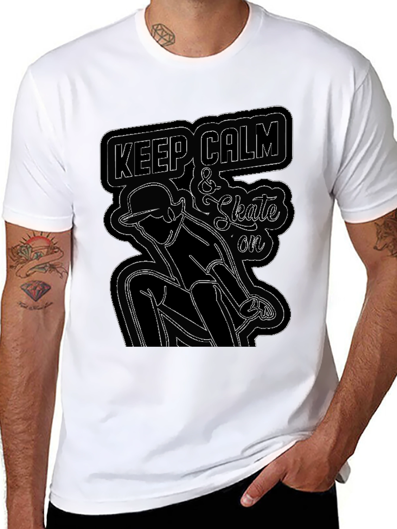 Keep Calm and Skate On Graphic Tee - Black