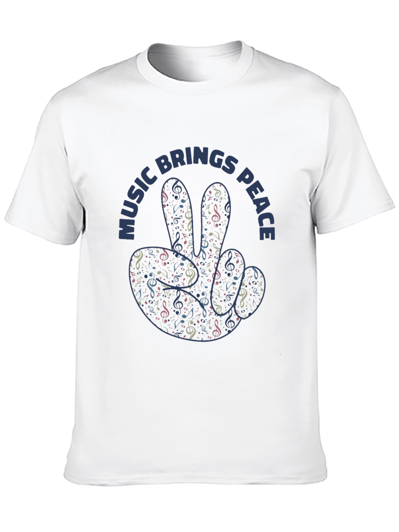 Music Brings Peace Graphic Print Black T-Shirt