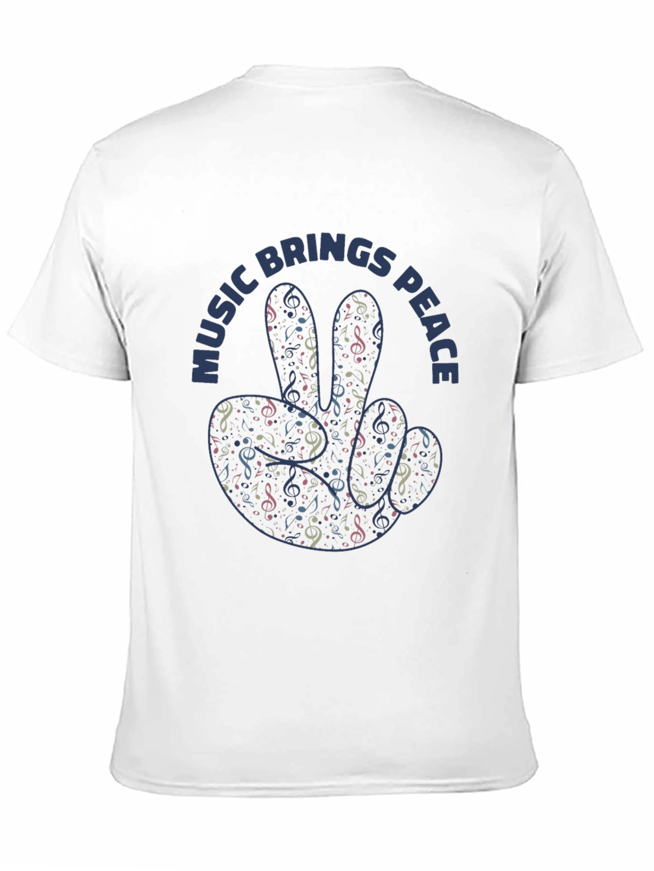 Music Brings Peace Graphic Print Black T-Shirt