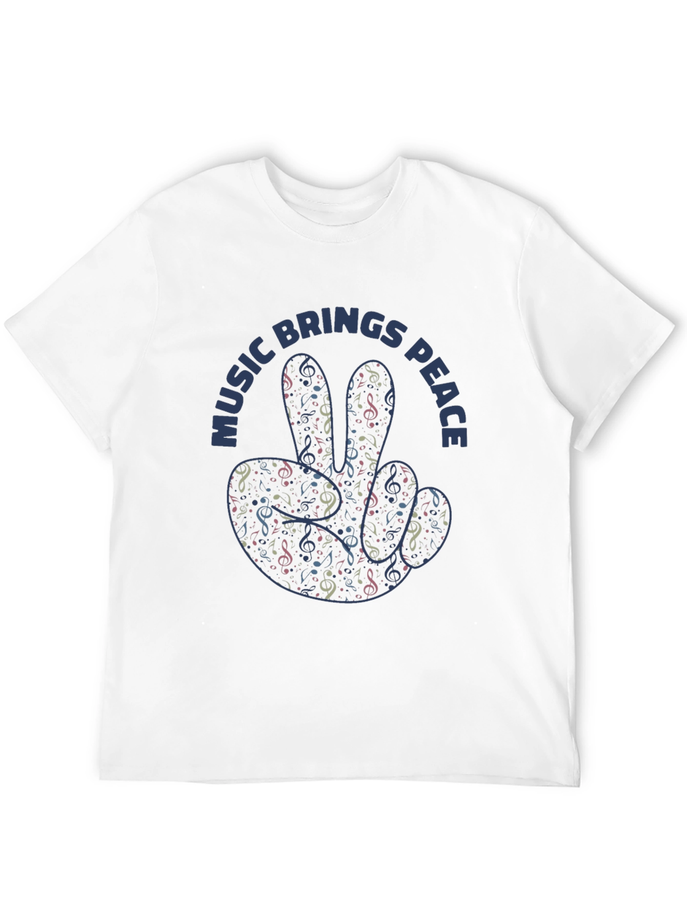 Music Brings Peace Graphic Print Black T-Shirt