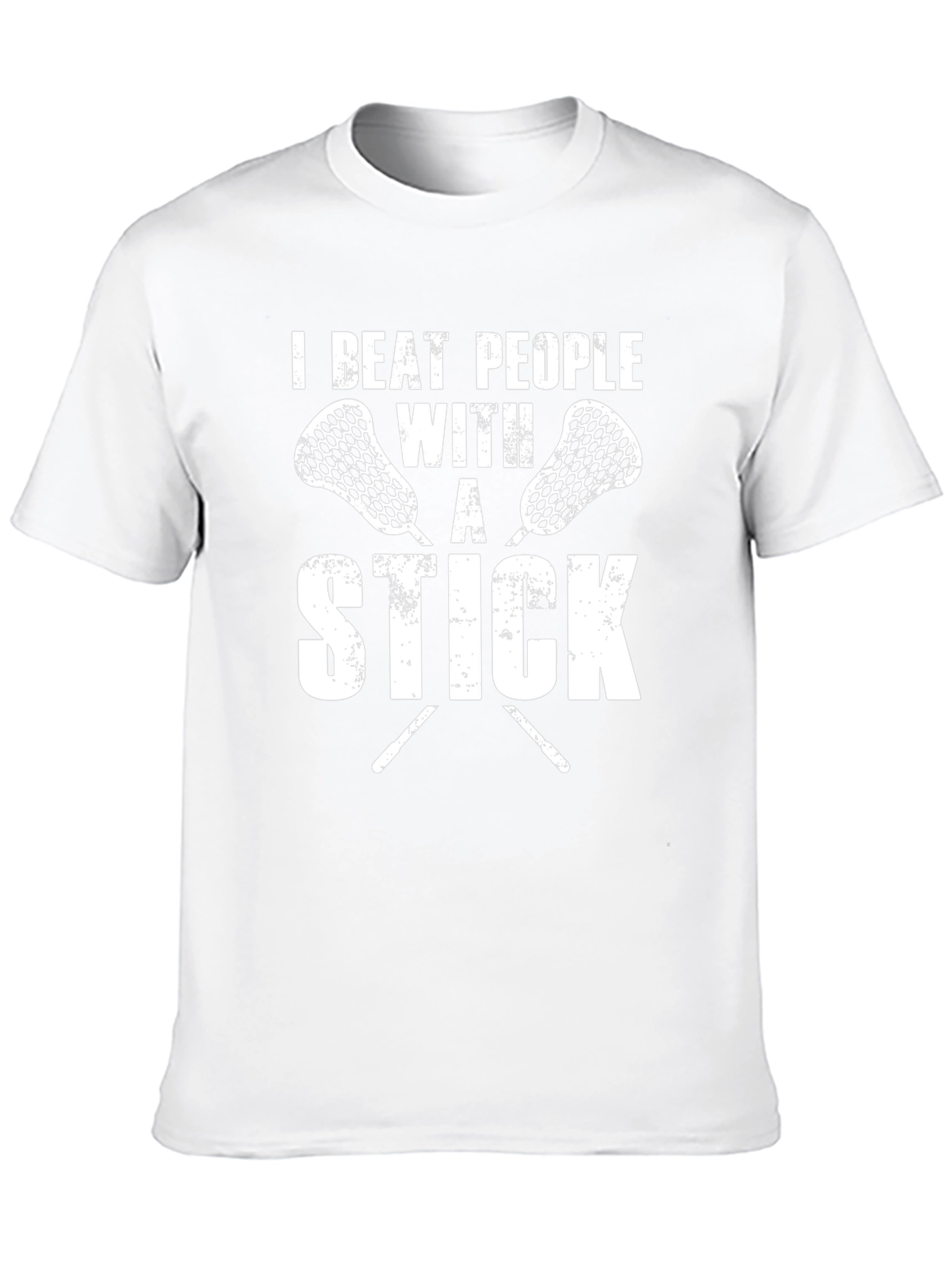 I Beat People With A Stick T-Shirt Lacrosse Black