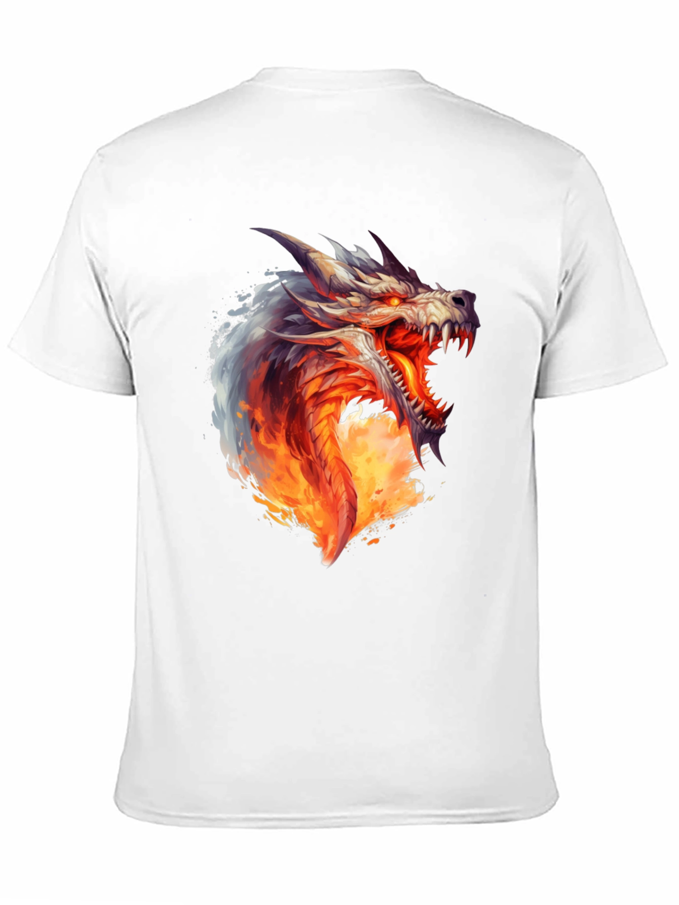 Fiery Dragon Graphic Print Black T-Shirt